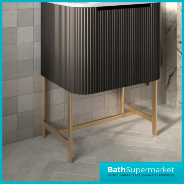 Sognare Linea Curve Matte Black Countertop Basin Unit 600mm & Optional Leg Frame