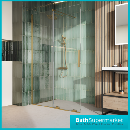 Sognare Momentum Brushed Brass Sliding Wetroom Door & Optional Side Panel 2000mm