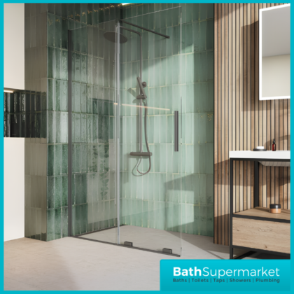 Sognare Momentum Gunmetal Sliding Wetroom Door & Optional Side Panel 2000mm