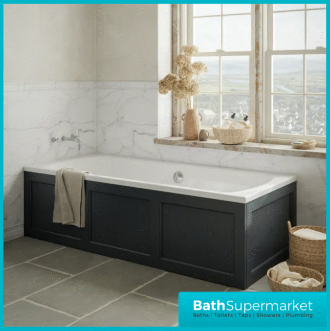 Tavistock Lansdown Traditional Matt Black 1700mm Front Bath Panel – End Panel Option