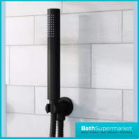 Tempo Flow Round Black 2 Way Concealed Thermostatic Shower Valve With Head & Handset