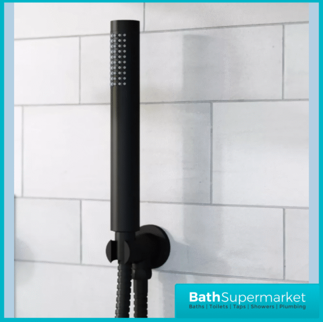 Tempo Flow Round Black 2 Way Concealed Thermostatic Shower Valve With Head & Handset