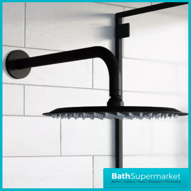Tempo Flow Round Black 2 Way Concealed Thermostatic Shower Valve With Head & Handset