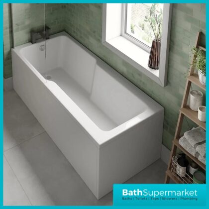 Modern T-Shape Acrylic Shower Bath 1700mm x 750mm With Leg Set