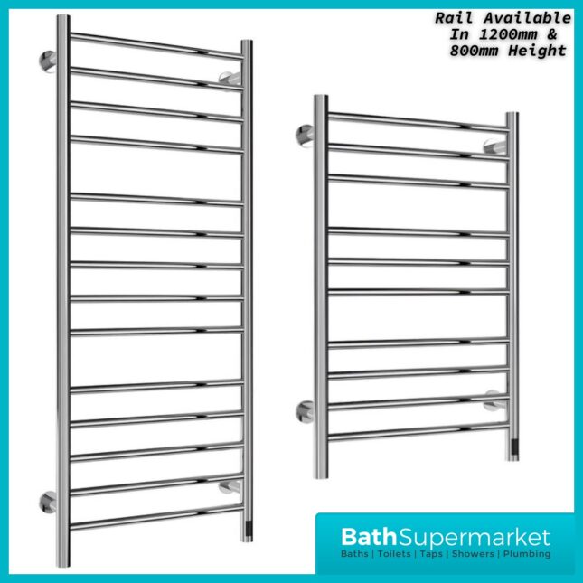 Reina Arnage Polished Stainless Steel Dry Electric Heated Towel Rail 500mm Wide