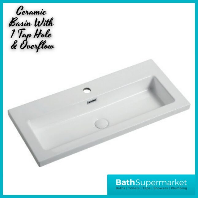 Celeste Muro 800mm Gloss White Basin & Unit Wall Black Handle