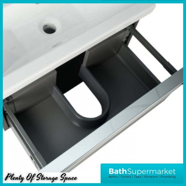 Celeste Muro 800mm Gloss White Basin & Unit Wall Black Handle