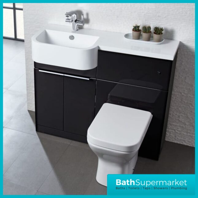 Tavistock Match Gloss Clay P Shaped Basin WC Unit Pack 1000mm LH/RH Furniture