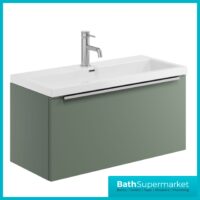 Sognare Muro Plus 800mm Green Wall Hung Vanity Basin Unit – Chrome/Black Handle