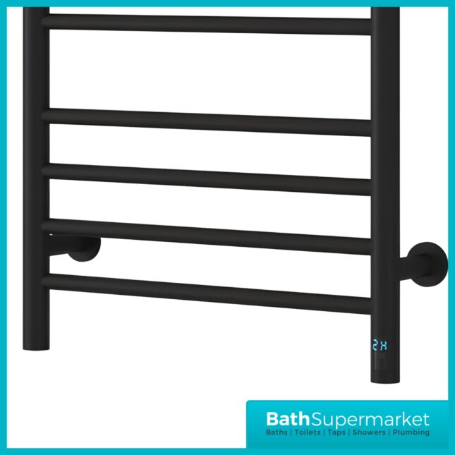 Reina Arnage Matt Black Stainless Steel Dry Electric Heated Towel Rail 500mm Wide