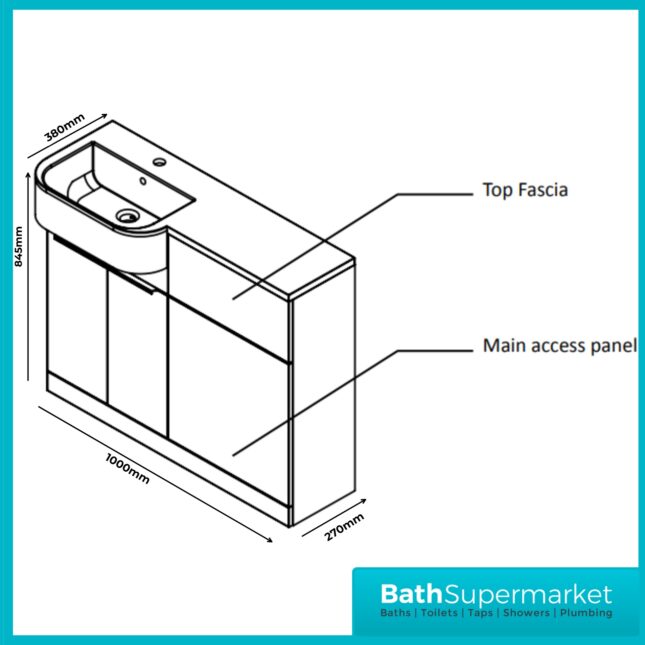 Tavistock Match Gloss Clay P Shaped Basin WC Unit Pack 1000mm LH/RH Furniture