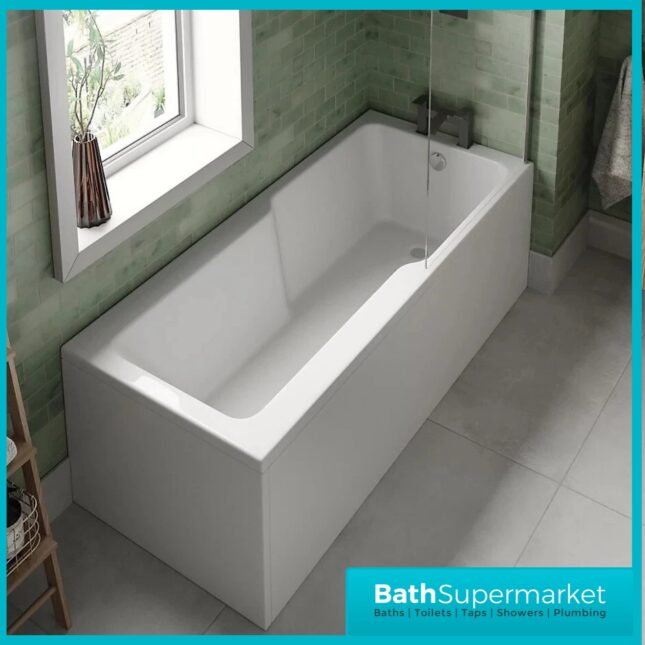 Modern T-Shape Acrylic Shower Bath 1700mm x 750mm With Leg Set