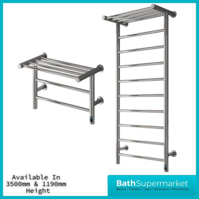 Reina Maira Dry Electric Stainless Steel Designer Heated Towel Rail 500mm Width