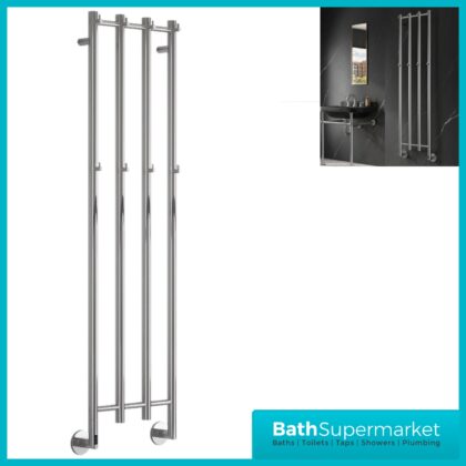 Reina Solara Designer Polished Stainless Steel Dry Electric Radiator 400mm x 1500mm