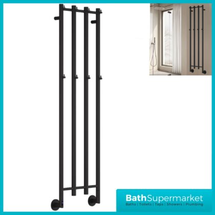 Reina Solara Designer Matt Black Dry Electric Radiator 400mm x 1500mm