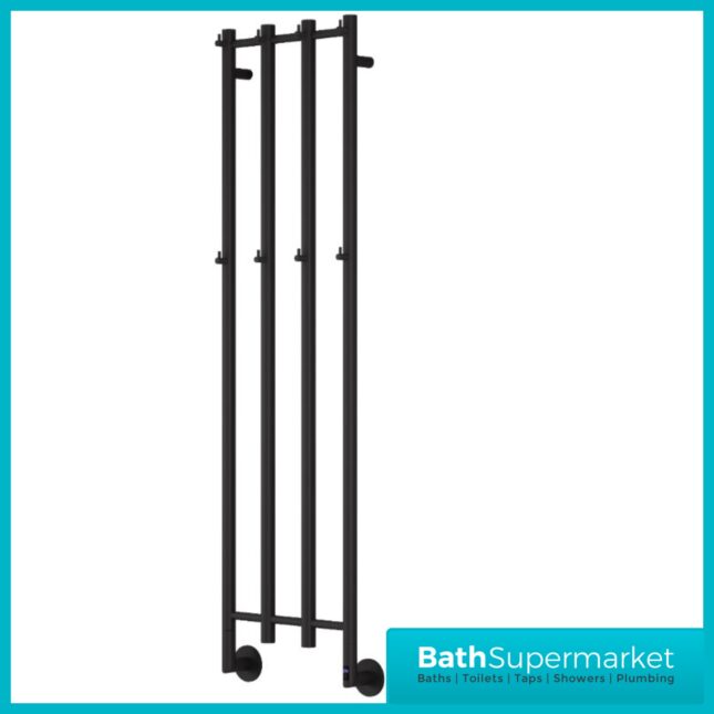Reina Solara Designer Matt Black Dry Electric Radiator 400mm x 1500mm
