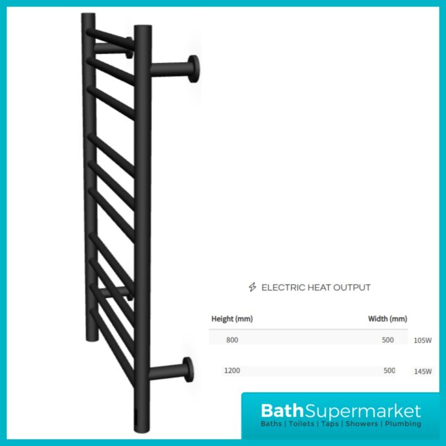 Reina Arnage Gun Metal Stainless Steel Dry Electric Heated Towel Rail 500mm Wide