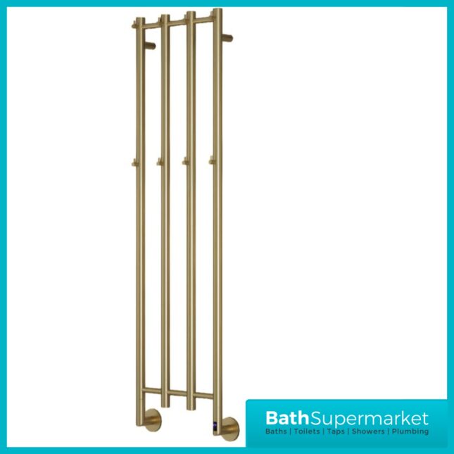 Reina Solara Designer Brushed Brass Dry Electric Radiator 400mm x 1500mm