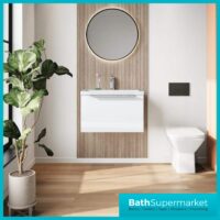 Sognare Muro Plus 600mm White Wall Hung Vanity Basin Unit – Chrome/Black Handle