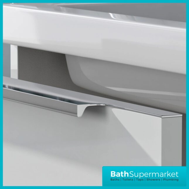 Sognare Muro Plus 1200mm White Wall Hung Double Basin Vanity Unit – Chrome/Black Handle