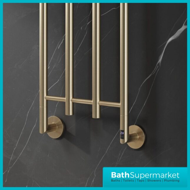 Reina Solara Designer Brushed Brass Dry Electric Radiator 400mm x 1500mm