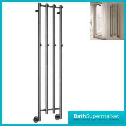 Reina Solara Designer Gun Metal Dry Electric Radiator 400mm x 1500mm