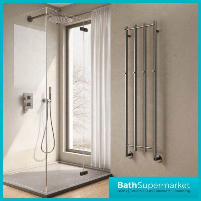 Reina Solara Designer Gun Metal Dry Electric Radiator 400mm x 1500mm