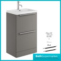 Sognare Muro Plus 500mm Grey Floorstanding Vanity Basin Unit – Chrome/Black Handle