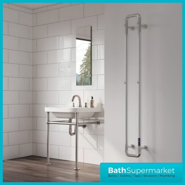 Reina Pelmo Polished Stainless Steel Dry Electric Radiator 200mm x 1500mm