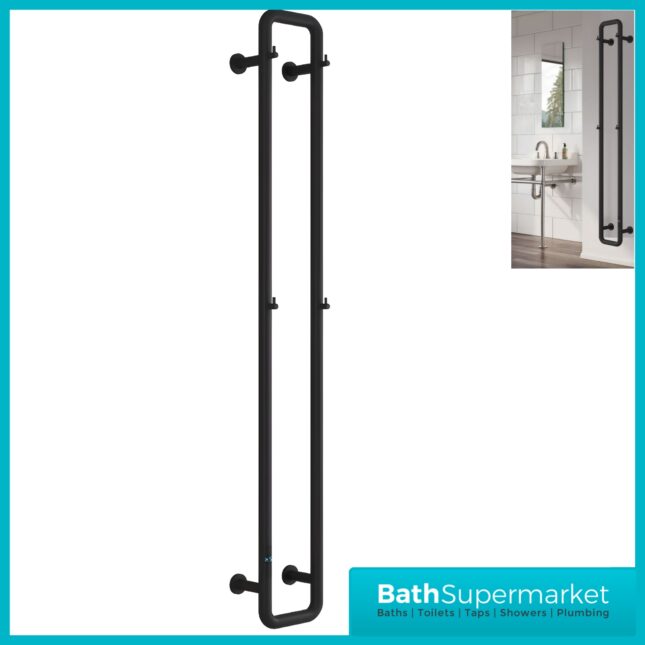 Reina Pelmo Matt Black Dry Electric Towel Radiator 200mm x 1500mm