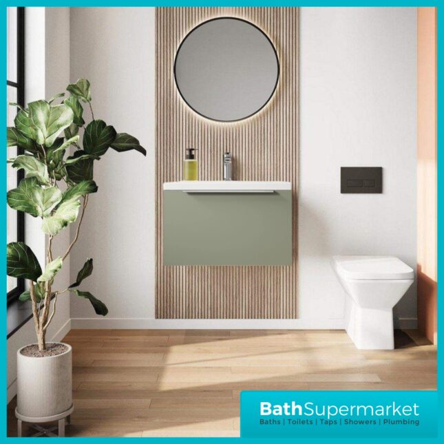 Sognare Muro Plus 600mm Green Wall Hung Vanity Basin Unit – Chrome/Black Handle