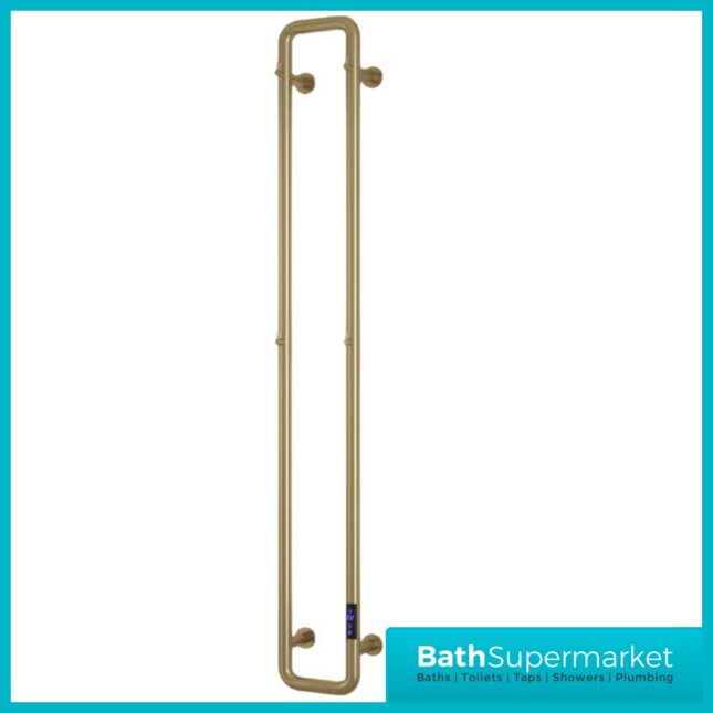 Reina Pelmo Brushed Brass Dry Electric Towel Radiator 200mm x 1500mm