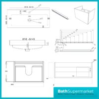 Sognare Muro Plus 800mm Grey Wall Hung Vanity Basin Unit – Chrome/Black Handle