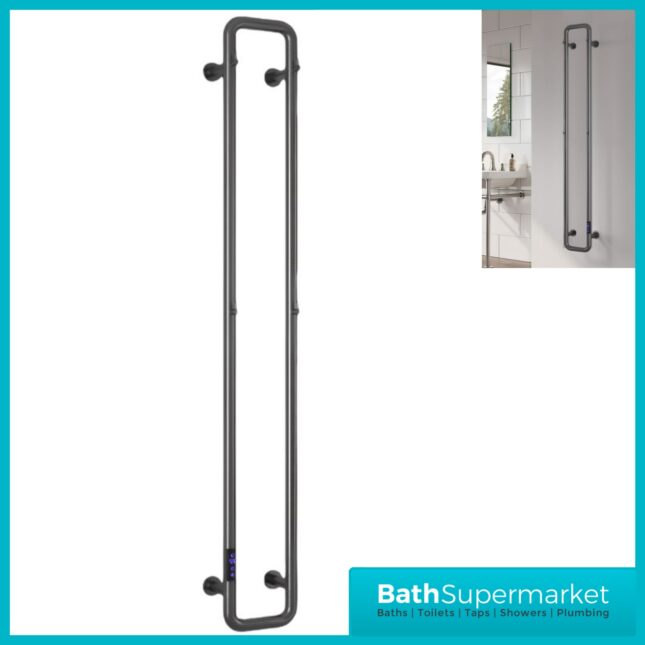 Reina Pelmo Gun Metal Dry Electric Towel Radiator 200mm x 1500mm