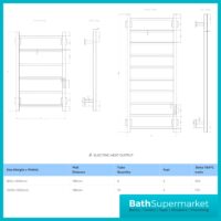 Reina Velino Matt Black Dry Electric Heated Towel Rail 500mm Wide