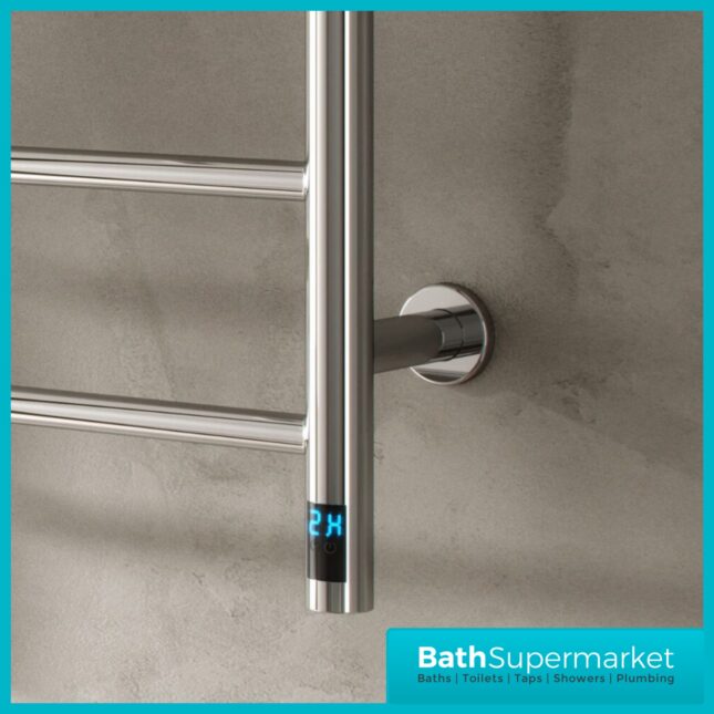 Reina Maira Dry Electric Stainless Steel Designer Heated Towel Rail 500mm Width