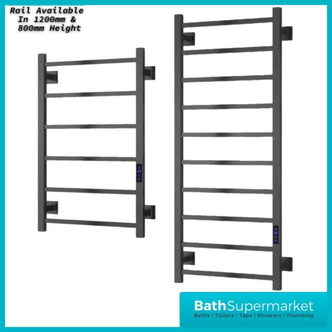 Reina Velino Gun Metal Dry Electric Heated Towel Rail 500mm Wide
