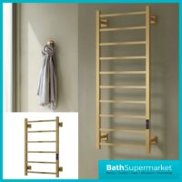 Reina Velino Brushed Brass Dry Electric Heated Towel Rail 500mm Wide