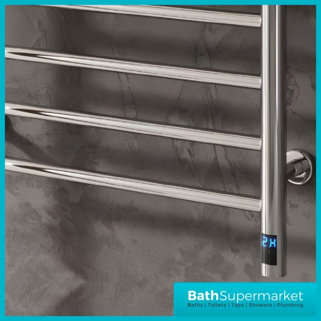 Reina Arnage Polished Stainless Steel Dry Electric Heated Towel Rail 500mm Wide