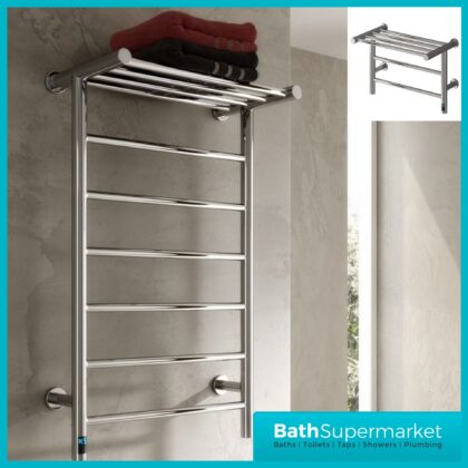 Reina Maira Dry Electric Stainless Steel Designer Heated Towel Rail 500mm Width