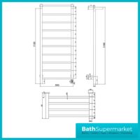 Reina Maira Black Dry Electric Stainless Steel Designer Heated Towel Rail 500mm Width