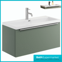 Sognare Muro Plus 800mm Green Wall Hung Vanity Basin Unit – Chrome/Black Handle
