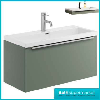 Sognare Muro Plus 800mm Green Wall Hung Vanity Basin Unit – Chrome/Black Handle