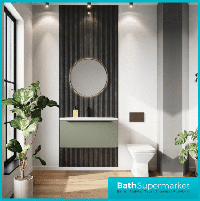 Sognare Muro Plus 800mm Green Wall Hung Vanity Basin Unit – Chrome/Black Handle