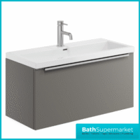 Sognare Muro Plus 800mm Grey Wall Hung Vanity Basin Unit – Chrome/Black Handle