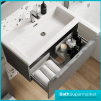 Sognare Muro Plus 800mm Grey Wall Hung Vanity Basin Unit – Chrome/Black Handle