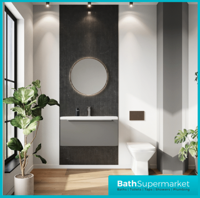 Sognare Muro Plus 800mm Grey Wall Hung Vanity Basin Unit – Chrome/Black Handle