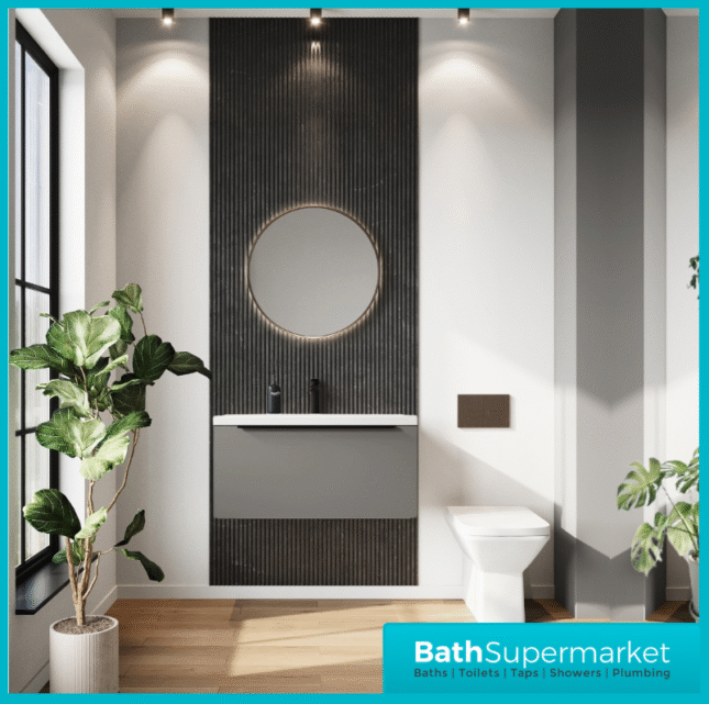Sognare Muro Plus 800mm Grey Wall Hung Vanity Basin Unit – Chrome/Black Handle