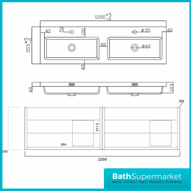 Sognare Muro Plus 1200mm Grey Wall Hung Double Basin Vanity Unit – Chrome/Black Handle
