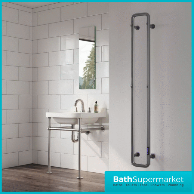 Reina Pelmo Gun Metal Dry Electric Towel Radiator 200mm x 1500mm